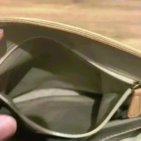 FOSSIL Issue No. 1954 Crossbody Shoulder Purse Handbag Tan with Cloth - Picture 10 of 13